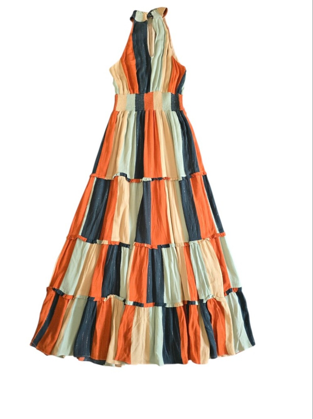 FARM Rio Colorblocked Halter Tiered Maxi Dress Size XS Lined - Picture 5 of 11